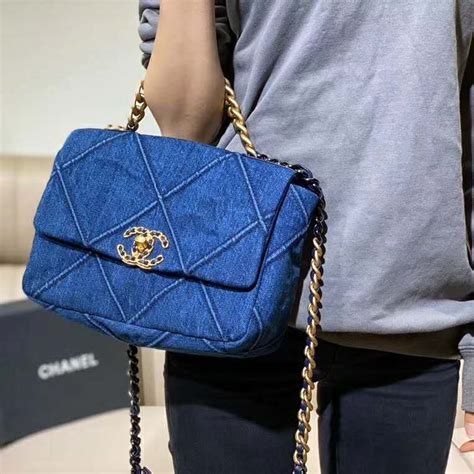 blue channel bag|chanel blue fabric bag.